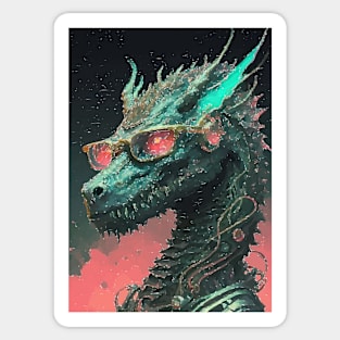 Cyberpunk Glitch Dragon Sticker